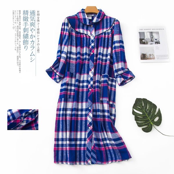 150kg plus size plaid sleepdress women sleepwear 100% cotton simple nightgowns three quarter sleeve women long nightdress, Black;red
150kg plus size plaid sleepdress women sleepwear 100% cotton simple nightgowns three quarter sleeve women long nightdress, Black;red