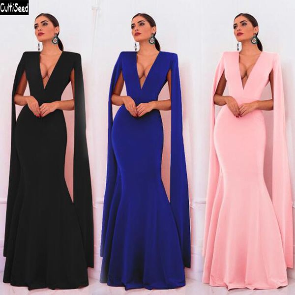 cultiseed women deep v neck backless evening party dress female solid color cloak sleeve long dress lady fashion slim dress, Black;pink
cultiseed women deep v neck backless evening party dress female solid color cloak sleeve long dress lady fashion slim dress, Black;pink
