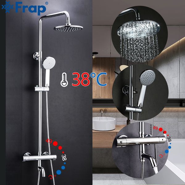 

frap bathtub faucets bathroom thermostatic shower faucet set waterfall wall shower system bath mixer with thermostat taps