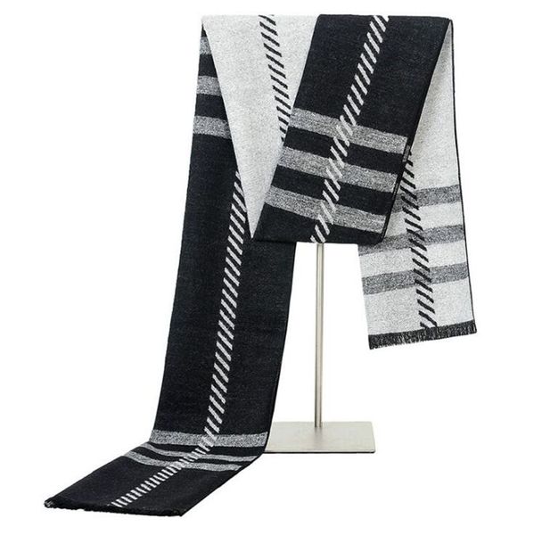 autumn and winter british style scarves for men 2019 classical fashion designer stripe warm scarf, Blue;gray