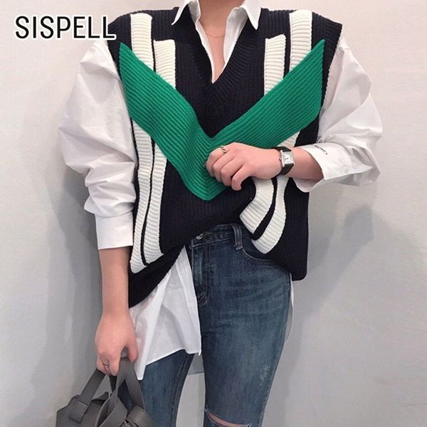 sispell hit colors sweaters vest for women sleeveless v neck loose knitted sweater korean fashion vintage clothes new, White;black
sispell hit colors sweaters vest for women sleeveless v neck loose knitted sweater korean fashion vintage clothes new, White;black