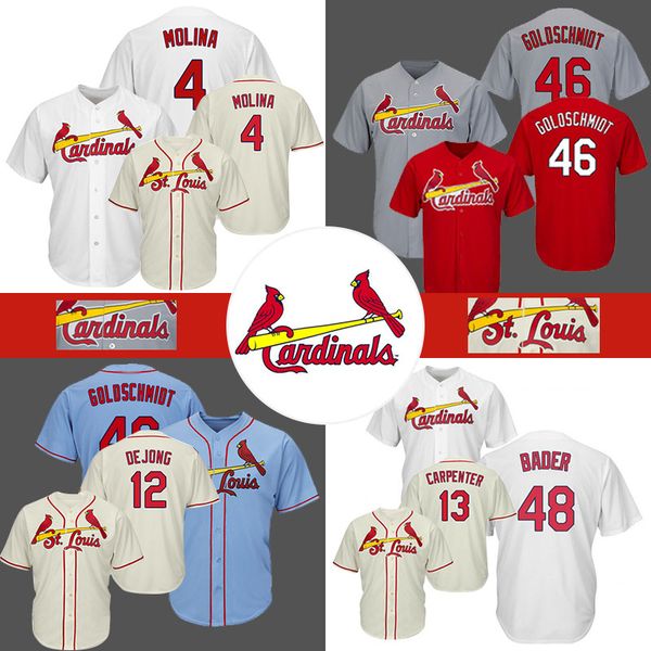 46 paul gold chmidt cardinal ba eball jer ey t loui 4 yadier molina 13 matt carpenter 48 harri on bader jer ey blue red