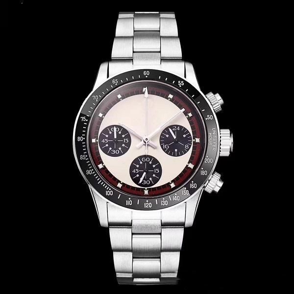 

Luxury Men's Chronograph Vintage Perpetual Paul Newman Japanese Quartz Stainless Steel Meless Steel Fashion Brand Men's Watch Wristwatch