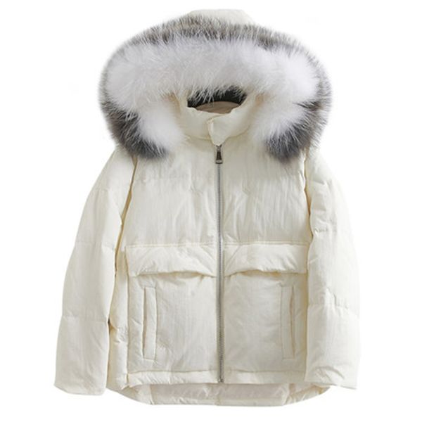 women big raccoon fur collar down coats winter female short loose thicken down outwears 90% white duck jackets yp2100, Black
women big raccoon fur collar down coats winter female short loose thicken down outwears 90% white duck jackets yp2100, Black
