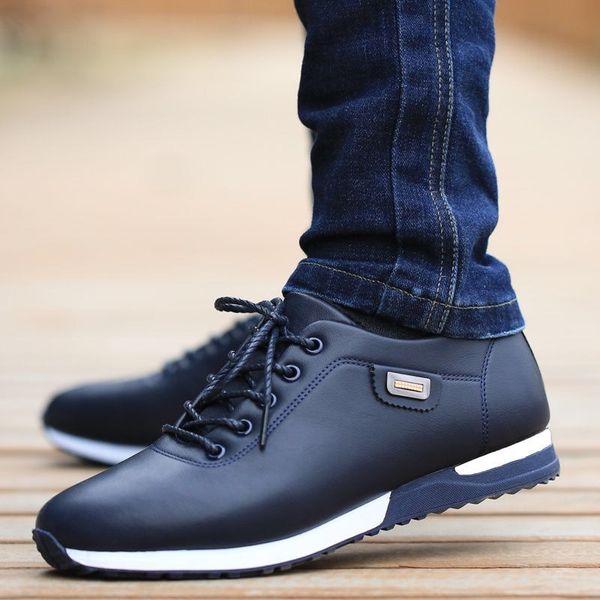 men's pu leather business casual shoes for man outdoor breathable sneakers male fashion loafers walking footwear tenis feminino, Black
men's pu leather business casual shoes for man outdoor breathable sneakers male fashion loafers walking footwear tenis feminino, Black