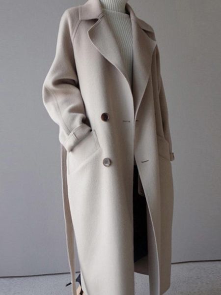 winter coat women wide lapel belt pocket wool blend coat oversize long trench outwear wool women, Black
winter coat women wide lapel belt pocket wool blend coat oversize long trench outwear wool women, Black