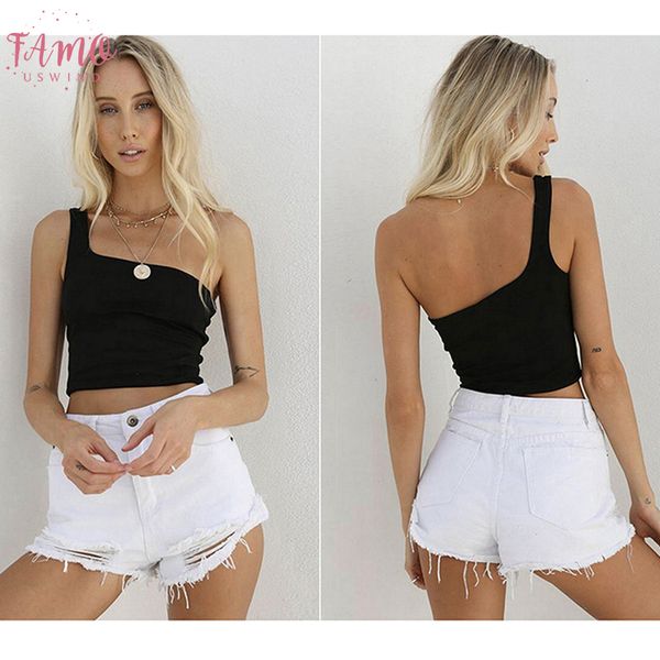 solid color female camisole summer cami women cropped one shoulder chest wrapped short vest nightclub ladies, White
solid color female camisole summer cami women cropped one shoulder chest wrapped short vest nightclub ladies, White
