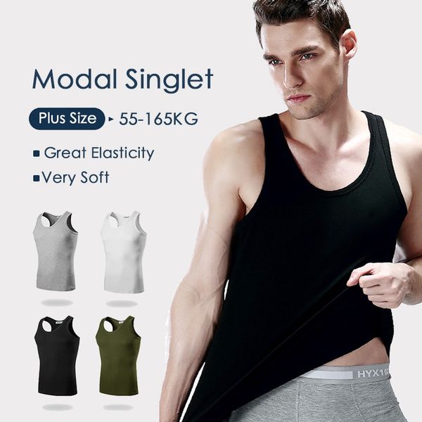 l-7xl plus size modal very soft men singlet with great elasticity solid base casual summer tank top, White;black
l-7xl plus size modal very soft men singlet with great elasticity solid base casual summer tank top, White;black
