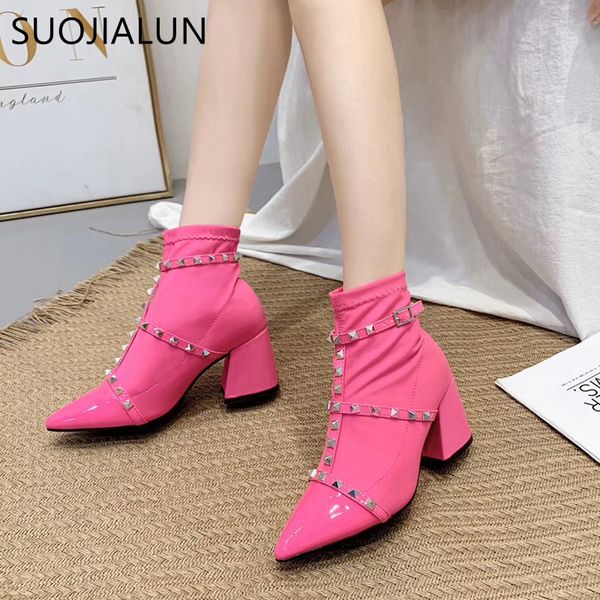 suojialun ankle boots for women pointed toe sock boots fashion rivet women shoes high square heel ladies short sock boot, Black
suojialun ankle boots for women pointed toe sock boots fashion rivet women shoes high square heel ladies short sock boot, Black