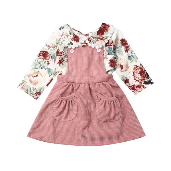 lovely kids baby girl long sleeve peter pan collar floral t-shirt corduroy suspender skirt 2pcs princess girls clothes set, Pink;blue
lovely kids baby girl long sleeve peter pan collar floral t-shirt corduroy suspender skirt 2pcs princess girls clothes set, Pink;blue