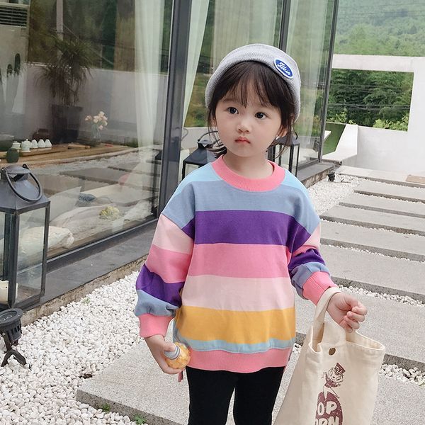 2019 autumn cute girls rainbow striepd sweatshirts kids pure cotton loose t shirts, Black
2019 autumn cute girls rainbow striepd sweatshirts kids pure cotton loose t shirts, Black
