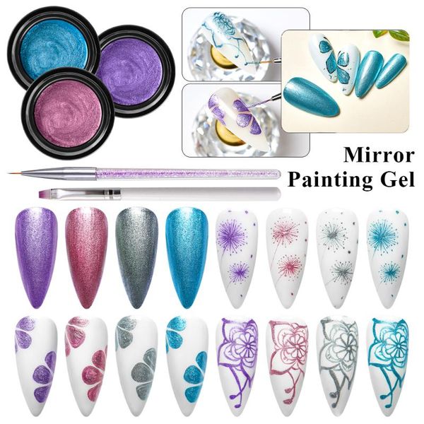 nail art kits meet across metallic color gel polish varnish set painting flower soak off uv drawing semi permanent lacquer