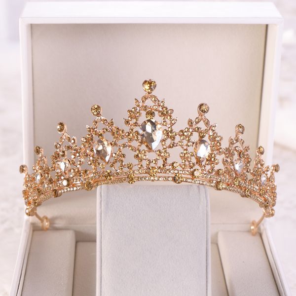 baroque gold champagne crystal heart bridal tiaras crown rhinestone pageant diadem veil tiara headbands wedding hair accessories, Golden;white 
baroque gold champagne crystal heart bridal tiaras crown rhinestone pageant diadem veil tiara headbands wedding hair accessories, Golden;white