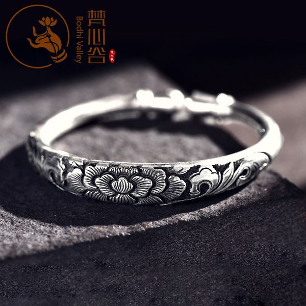 snowflake silver bracelet 99 sterling silver female retro ethnic style solid peony handmade bracelet, Black
snowflake silver bracelet 99 sterling silver female retro ethnic style solid peony handmade bracelet, Black