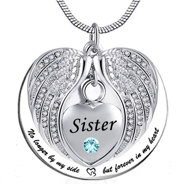 cremation jewelry urn necklace for ashes no longer by my side but forever in my heart angel wings memorial pendant for sister, Silver
cremation jewelry urn necklace for ashes no longer by my side but forever in my heart angel wings memorial pendant for sister, Silver