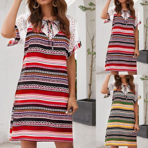 vintage bohemian hollow out women dress 2020 casual loose striped color lace splicing dresses ladies summer elegant vestidos, Black;gray
vintage bohemian hollow out women dress 2020 casual loose striped color lace splicing dresses ladies summer elegant vestidos, Black;gray