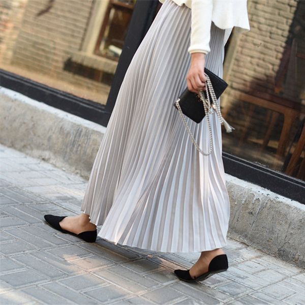 2019 women casual chiffon maxi skirt spring autumn pleated multi colors fashion flared high waist female long skirts, Black
2019 women casual chiffon maxi skirt spring autumn pleated multi colors fashion flared high waist female long skirts, Black