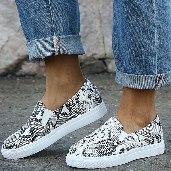 women's pu snake print leather sneakers woman shoes mix color slip on flat shoes female plus size 2019 platform casual walking, Black
women's pu snake print leather sneakers woman shoes mix color slip on flat shoes female plus size 2019 platform casual walking, Black