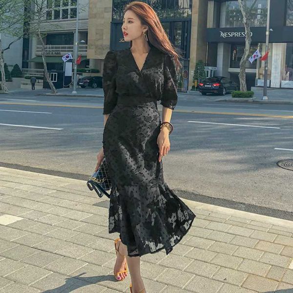 black ruffles lace long maxi dress women v neck three quarter sleeve hollow out summer fishtail noble club party dresses ta920, Black;gray
black ruffles lace long maxi dress women v neck three quarter sleeve hollow out summer fishtail noble club party dresses ta920, Black;gray