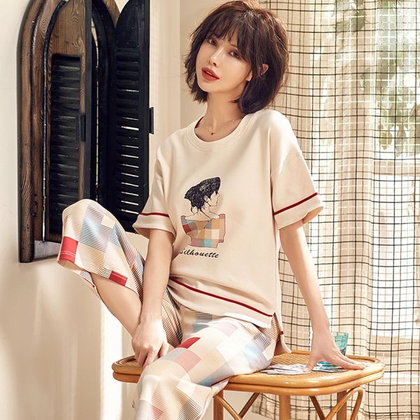 pajama sets for women 2019 summer female soft pyjamas nightgown girl o-neck short sleeve cute 100% cotton sleepwear l xl xxl, Blue;gray
pajama sets for women 2019 summer female soft pyjamas nightgown girl o-neck short sleeve cute 100% cotton sleepwear l xl xxl, Blue;gray