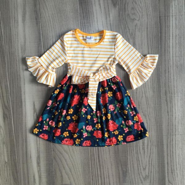 autumn fall/winter baby girls children clothes cotton mustard stripe floral ruffles dress boutique knee length belt long sleeve, Red;yellow
autumn fall/winter baby girls children clothes cotton mustard stripe floral ruffles dress boutique knee length belt long sleeve, Red;yellow