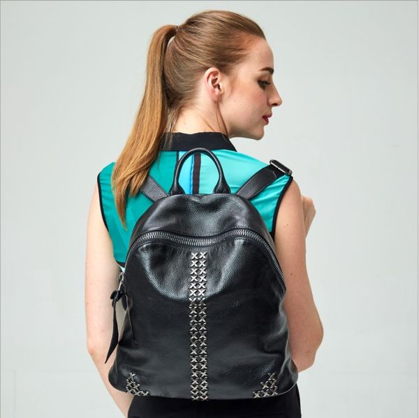 luxury backpacks genuine leather rivet shoulder school bags for teenagers girls lapbackpack waterproof travel bagpack lady's bag
luxury backpacks genuine leather rivet shoulder school bags for teenagers girls lapbackpack waterproof travel bagpack lady's bag