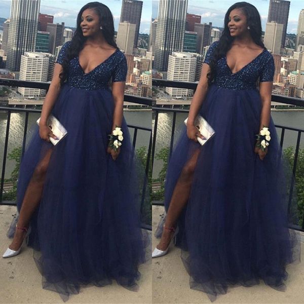navy blue plus size african split prom dresses 2k19 beaded tulle skirt a line v neck evening gowns maternity vestidos bc1848
navy blue plus size african split prom dresses 2k19 beaded tulle skirt a line v neck evening gowns maternity vestidos bc1848