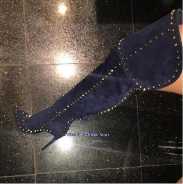 black suede leather thin high heeled pointed toe boots women silvery rivet autumn winter over the knee thigh high boots size 46
black suede leather thin high heeled pointed toe boots women silvery rivet autumn winter over the knee thigh high boots size 46