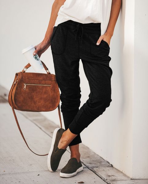 women high waist elastic harem pants casual chffion ol lady ankle -length capris trouser women clothing pencil pants, Black;white 
women high waist elastic harem pants casual chffion ol lady ankle -length capris trouser women clothing pencil pants, Black;white