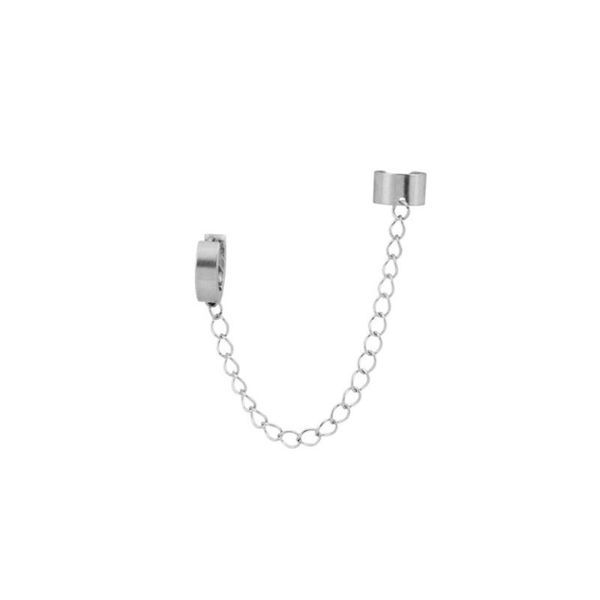 jewelry korean hip hop titanium steel chain threader drop cuff earrings unisex, Silver
jewelry korean hip hop titanium steel chain threader drop cuff earrings unisex, Silver