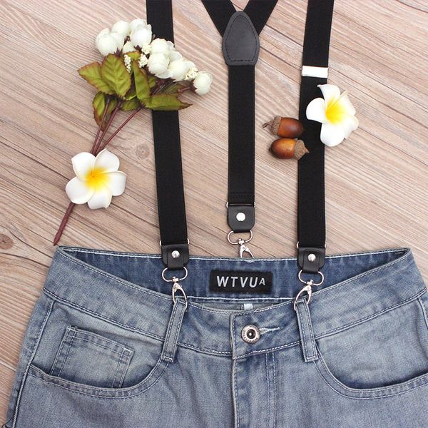 retro man's adjustable elastic braces fashion black y-back three-clip hook suspenders with leather vintage straps, Black;white
retro man's adjustable elastic braces fashion black y-back three-clip hook suspenders with leather vintage straps, Black;white