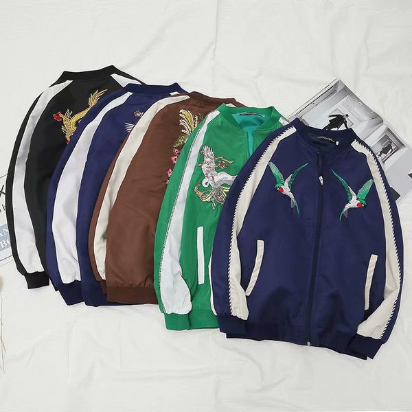 men's jackets japanese embroidery color matching baseball uniform men women couples chinese style jacket coat loose casual students out, Black;brown
men's jackets japanese embroidery color matching baseball uniform men women couples chinese style jacket coat loose casual students out, Black;brown