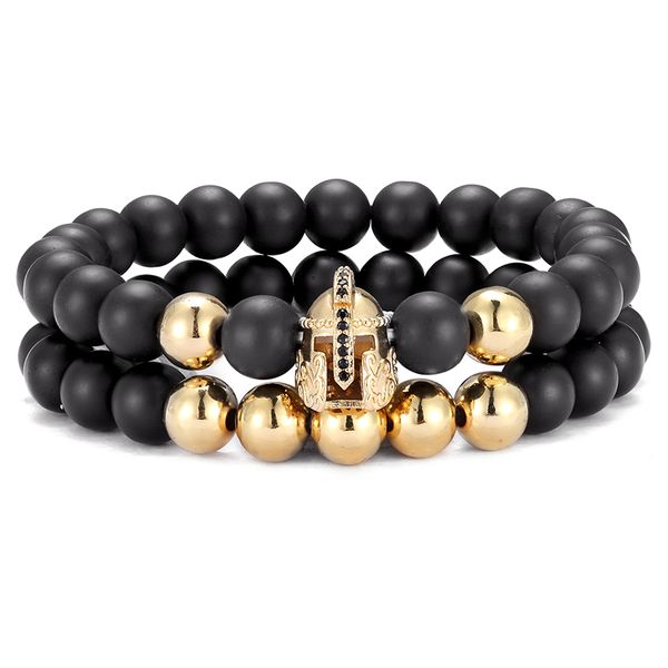 2 pieces / set of fashion bracelets men's warrior spartan helmet beaded bracelet for men simple woman jewelry pulseira hombres, Black
2 pieces / set of fashion bracelets men's warrior spartan helmet beaded bracelet for men simple woman jewelry pulseira hombres, Black