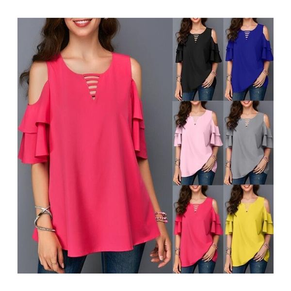 women's ladies female solid color casual splice round-neck off shoulder bell-sleeve loose chiffon pullover t-shirts, White
women's ladies female solid color casual splice round-neck off shoulder bell-sleeve loose chiffon pullover t-shirts, White