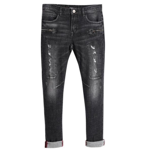 stitching jeans men's trend patch spring men's stretch hole slim feet pants patch beggar fashion pants, Blue
stitching jeans men's trend patch spring men's stretch hole slim feet pants patch beggar fashion pants, Blue