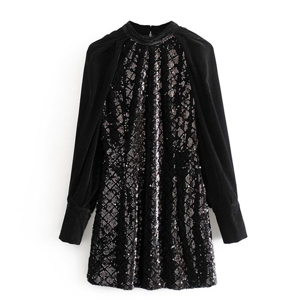 vintage chic sequined spliced velvet dresses women fashion o-neck dress elegant ladies slim party club mini dresses, Black;gray
vintage chic sequined spliced velvet dresses women fashion o-neck dress elegant ladies slim party club mini dresses, Black;gray