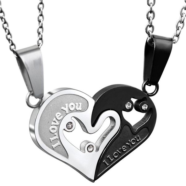 stainless steel necklace pendant necklaces jewelry new fashion quality electroplated 2-piece set titanium steel heart couple necklaces, Silver
stainless steel necklace pendant necklaces jewelry new fashion quality electroplated 2-piece set titanium steel heart couple necklaces, Silver