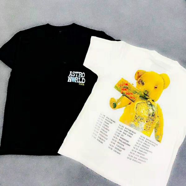 2019ss new travis scott astroworld tour travis bear t-shirt wen aw t shirts tees hip hop summer style t shirt high quality, White;black 
2019ss new travis scott astroworld tour travis bear t-shirt wen aw t shirts tees hip hop summer style t shirt high quality, White;black