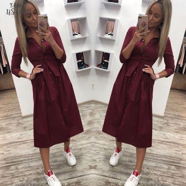 women casual sashes a line party dress ladies seven sleeve turn down collar elegant polyester dress autumn fashion solid vintage dress, Black;gray
women casual sashes a line party dress ladies seven sleeve turn down collar elegant polyester dress autumn fashion solid vintage dress, Black;gray