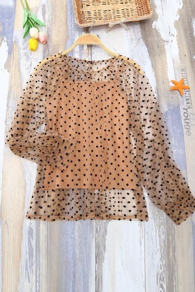 women's new fairy sweet western style shirt wear a lace and a polka dot lace top, White
women's new fairy sweet western style shirt wear a lace and a polka dot lace top, White