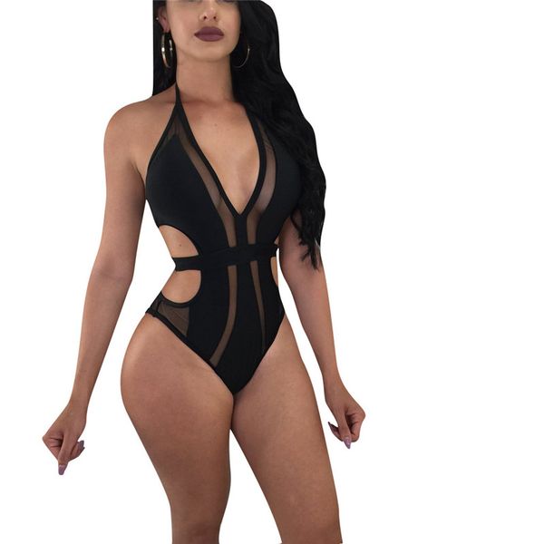 women one piece bikini summer hollow out designer bikinis halter swimwear playsuits, White;black
women one piece bikini summer hollow out designer bikinis halter swimwear playsuits, White;black