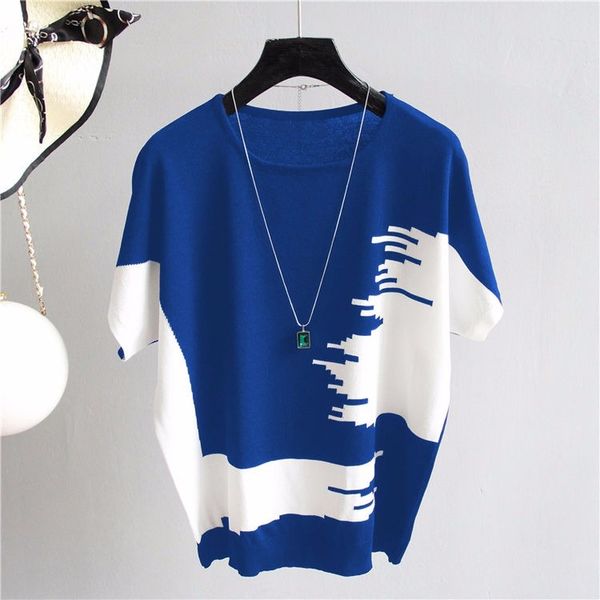 women's sweaters loose and thin ice silk short-sleeved pulover women irregular contrast color geometric large size knitted sweater fema, White;black
women's sweaters loose and thin ice silk short-sleeved pulover women irregular contrast color geometric large size knitted sweater fema, White;black