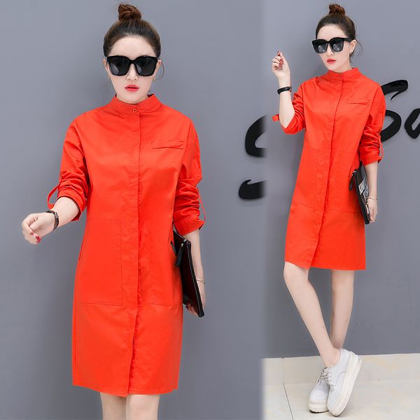 2017 spring clothing new style korean-style stand collar single breasted loose-fit slimming mid-length shirt good type, White
2017 spring clothing new style korean-style stand collar single breasted loose-fit slimming mid-length shirt good type, White