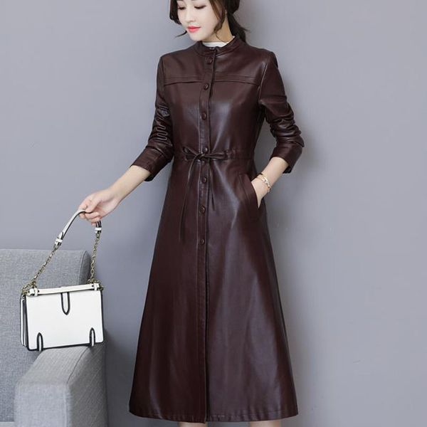 women leather trench autumn 2019 new arrival winter female sheepskin coat split leather long outerwear button belt korean style, Black
women leather trench autumn 2019 new arrival winter female sheepskin coat split leather long outerwear button belt korean style, Black