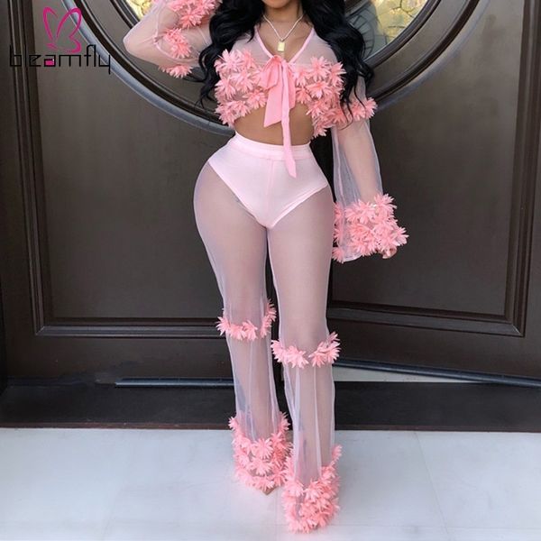 sheer mesh club two piece set deep v neck bell sleeve lace up crop + flare pants outfits embroidery flower 2 piece set, White
sheer mesh club two piece set deep v neck bell sleeve lace up crop + flare pants outfits embroidery flower 2 piece set, White