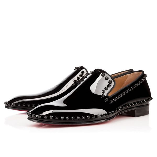 2017 brand design men rivets wedding shoes red bottom patent flats spring summer slender silhouette spike studded loafers for mens c20 t07, Black
2017 brand design men rivets wedding shoes red bottom patent flats spring summer slender silhouette spike studded loafers for mens c20 t07, Black
