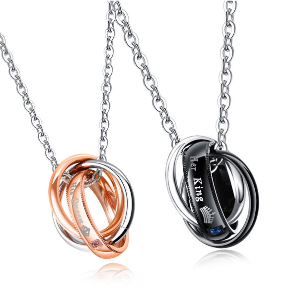 double circles lover couple pendant necklaces stainless steel 14k gold plated jewelry valentine's gift, Silver
double circles lover couple pendant necklaces stainless steel 14k gold plated jewelry valentine's gift, Silver