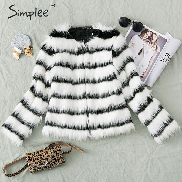 simplee plus size women faux fur coat elegant striped autumn winter female jackets coats streetwear fashion ladies warm coats, Black
simplee plus size women faux fur coat elegant striped autumn winter female jackets coats streetwear fashion ladies warm coats, Black