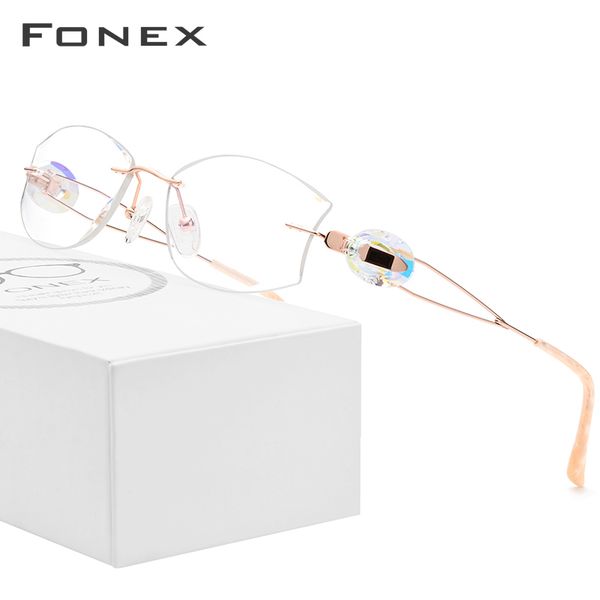 fonex wire titanium rimless glasses women ultralight diamond trim prescription optical eyeglasses frame eyewear 973, Black
fonex wire titanium rimless glasses women ultralight diamond trim prescription optical eyeglasses frame eyewear 973, Black