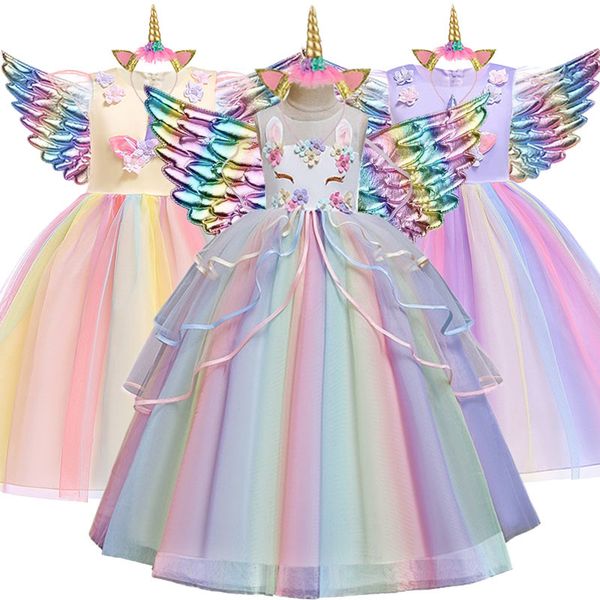 new year infantil fantasia unicorn tutu party girls dress embroidery kids costume wedding dresses for girls vestidos 3-10t t200624, Red;yellow
new year infantil fantasia unicorn tutu party girls dress embroidery kids costume wedding dresses for girls vestidos 3-10t t200624, Red;yellow